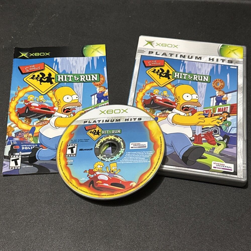 The Simpsons: Hit & Run (Microsoft Xbox, 2003) Platinum Hits CIB Tested